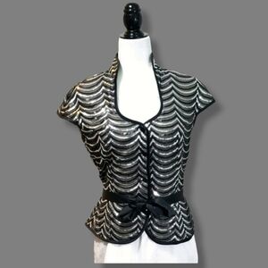 Vintage Cartise Women's Top Size 6 Sequin Short Sleeve Made in Canada